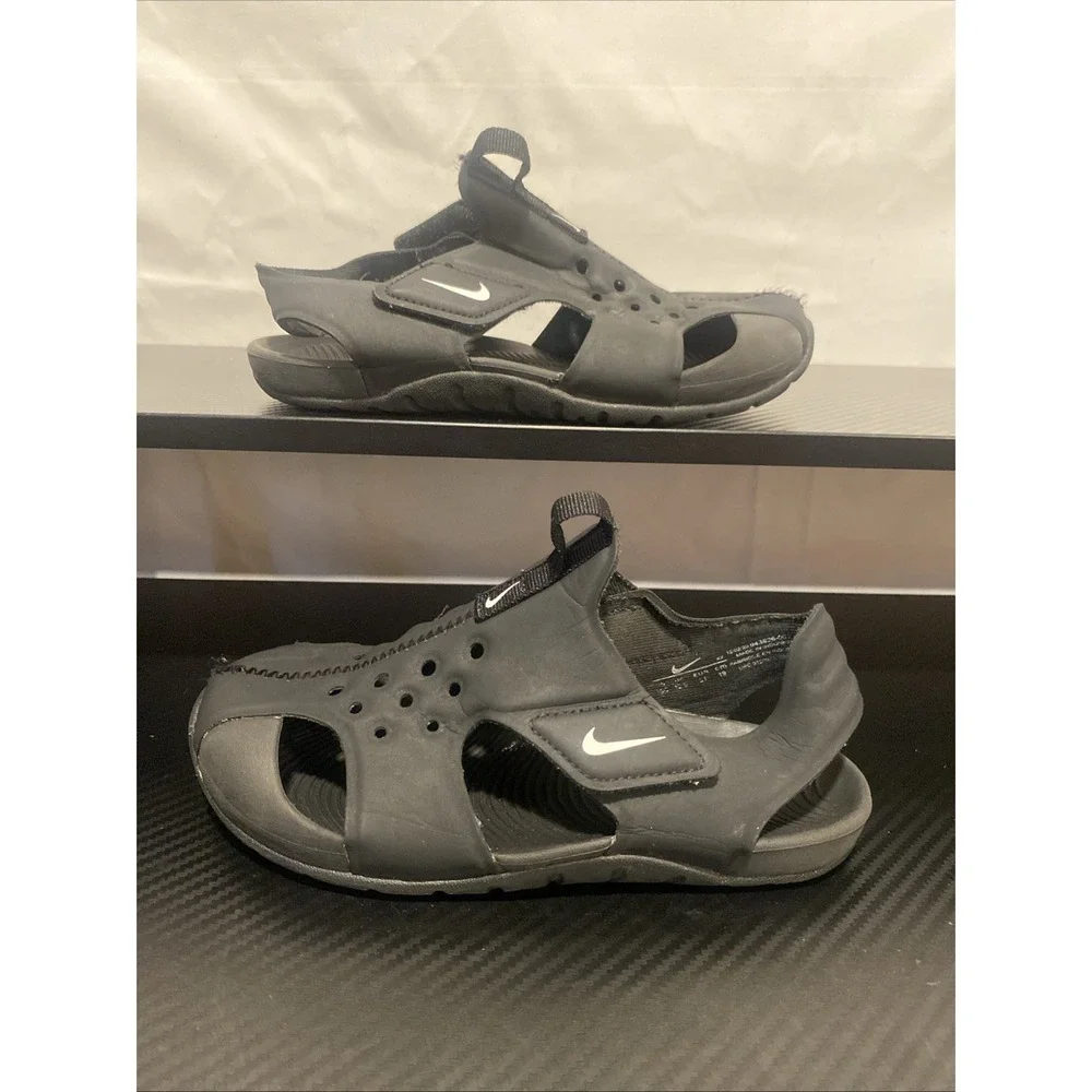 Nike‎ Sunray Protect 2 Black Lightweight Closed Toe Sandal Youth Size 13